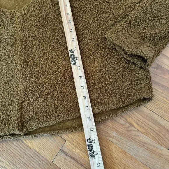 Free People Womens Cognac Brown Oversized Crop Fuzzy Popcorn Knit Sweater Medium - Picture 11 of 11